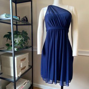 David's Bridal One Shoulder Illusion Dress in Marine size 4